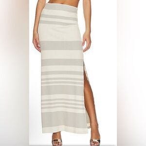 Splendid x Revolve Coco Metallic Ribbed Maxi Striped Skirt Small
